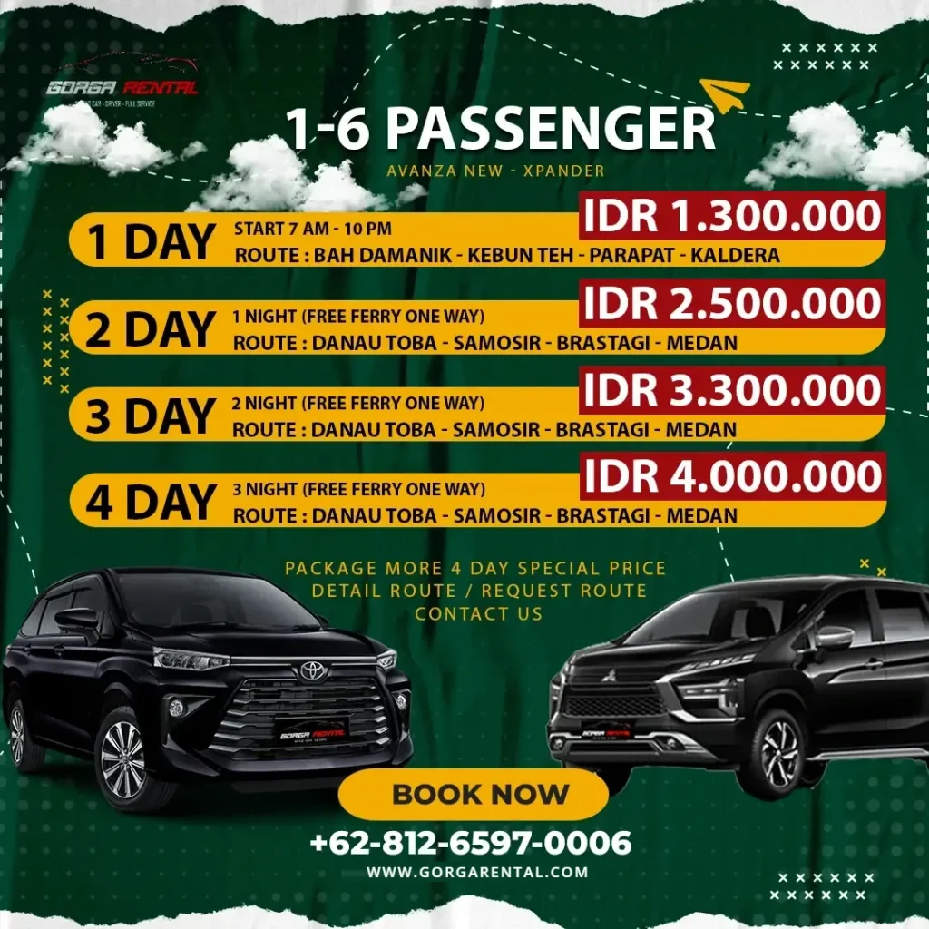 Harga trip Danau Toba dengan Avanza - Gorga Rental
